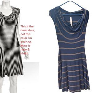 NEW Bailey 44 Striped Jersey Dress, Size S, Navy & Tan